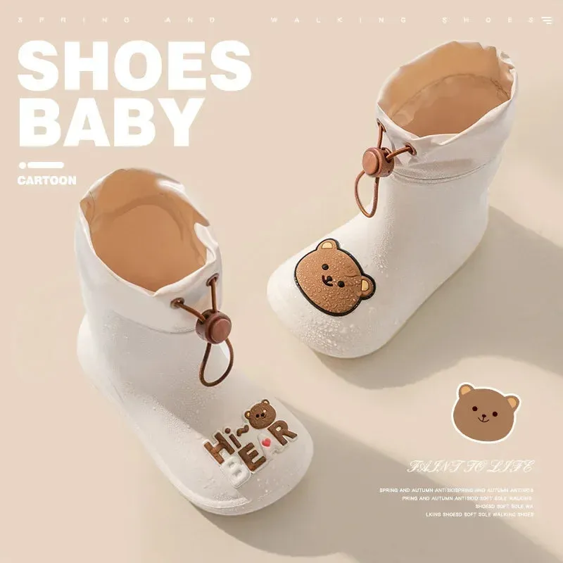 Waterproof For Children - Rain Boots With Bear Motif And Drawstring