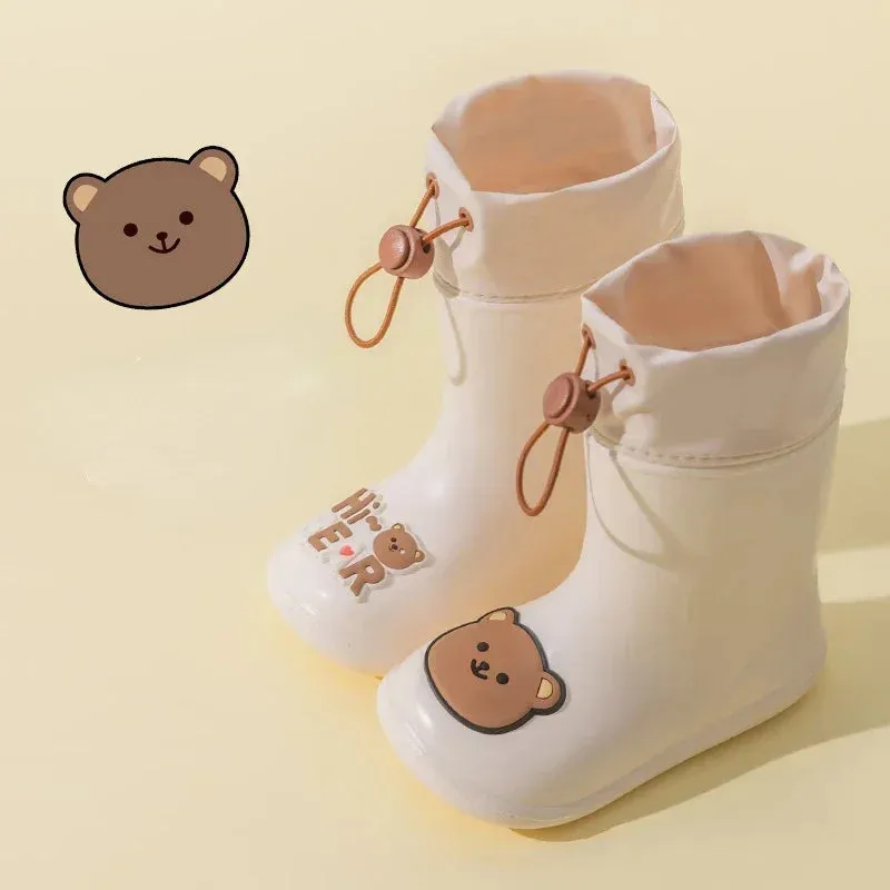 Waterproof For Children - Rain Boots With Bear Motif And Drawstring