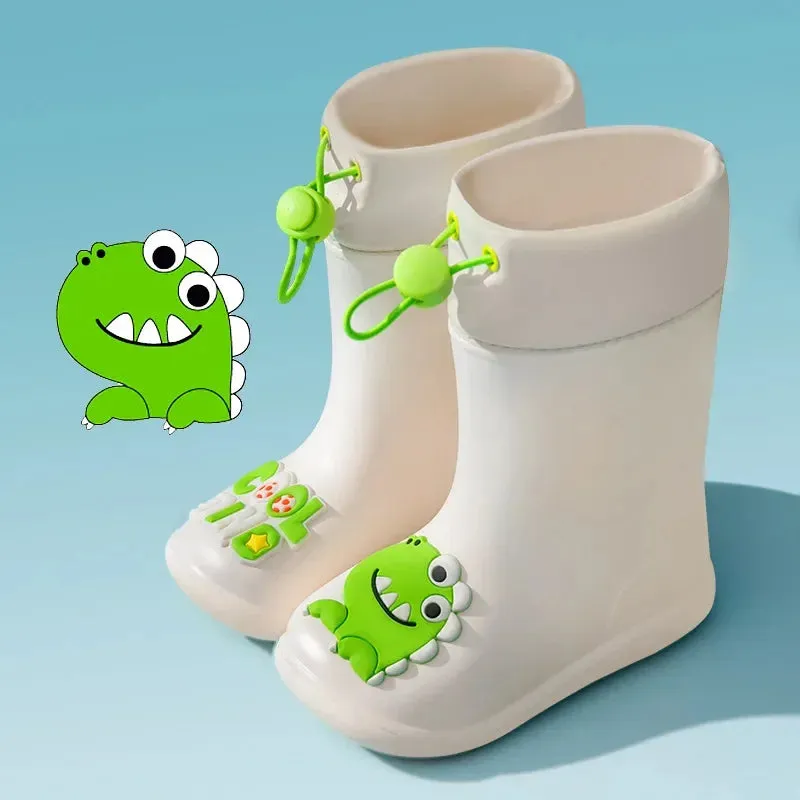 Waterproof For Children - Rain Boots With Bear Motif And Drawstring