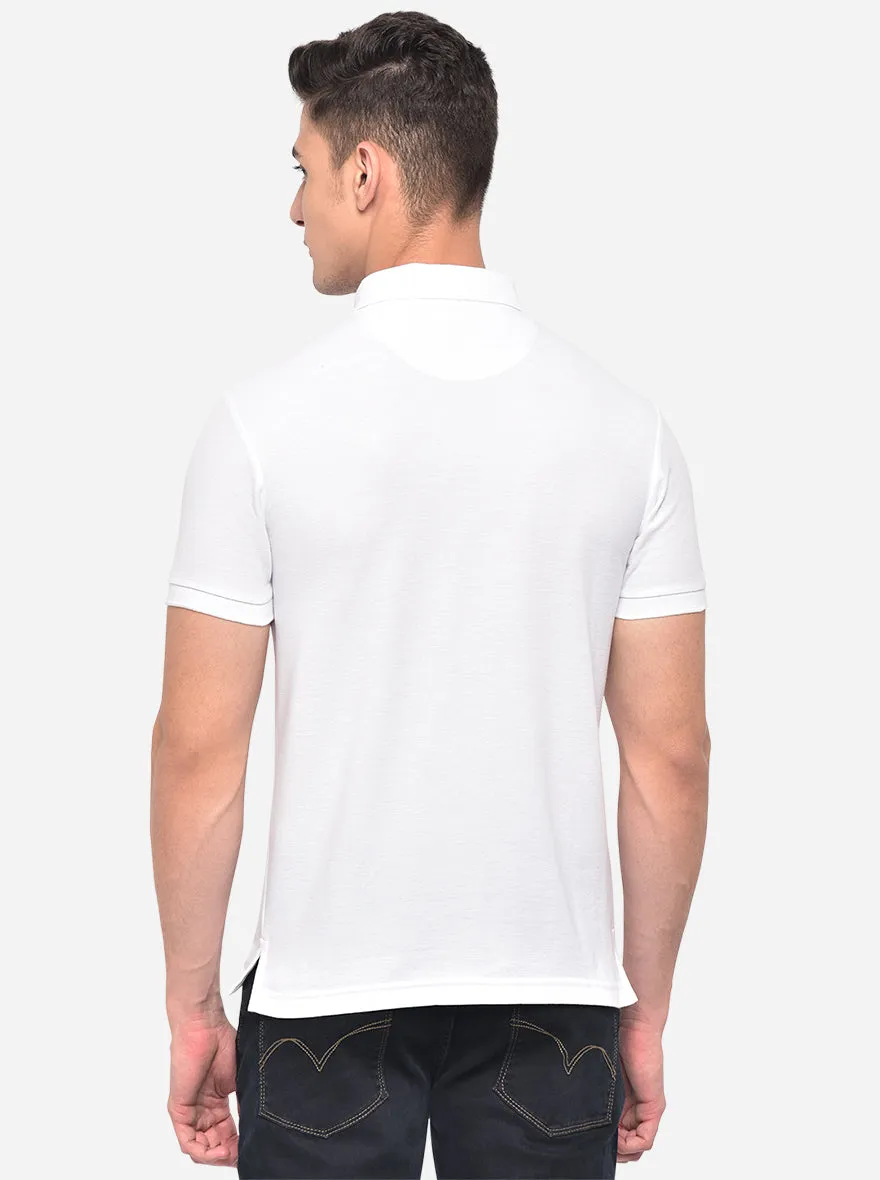 White Solid Slim Fit Polo T-Shirt | Greenfibre