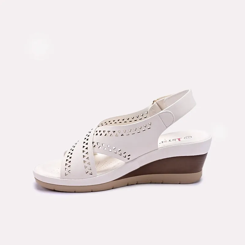 Womens White Casual Wedge Sandals 0421555